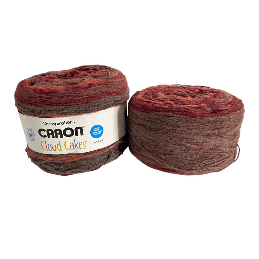 Caron Cloud Cakes Yarn Lobster Shell Red Orange Brown Discontinued Lot of 2